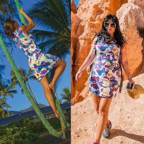 Title Nine Floral Diamalete Colorful Activewear Athletic Dress Size Medium - Picture 16 of 16